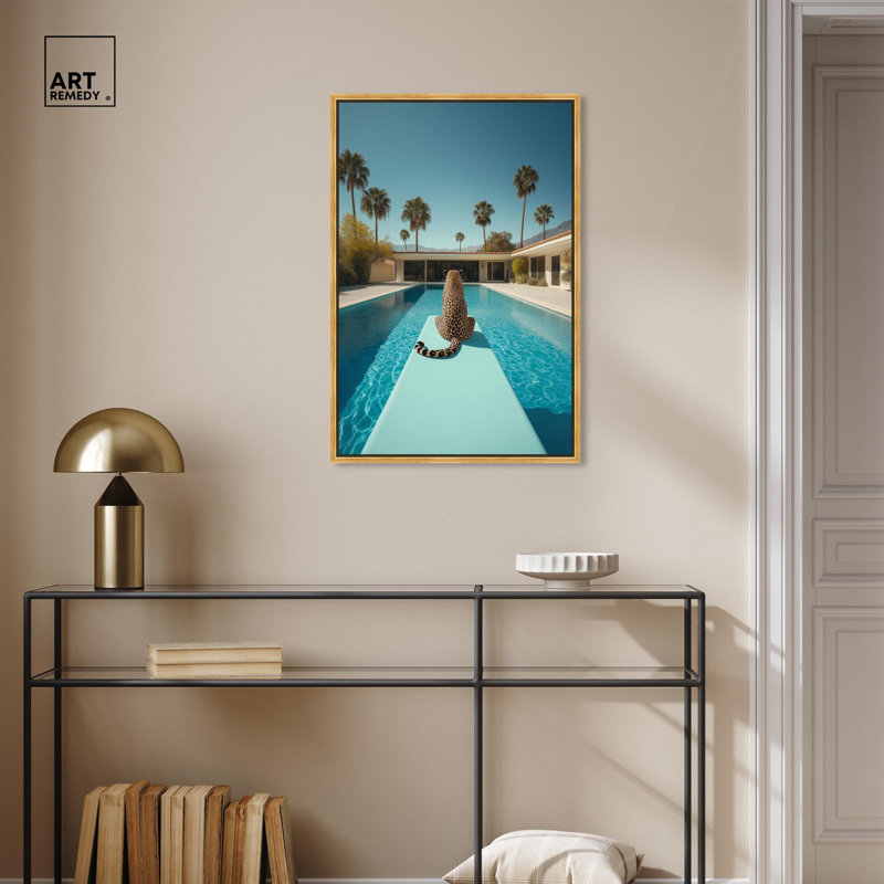 Art, art moderne, toile de tigre moderne, H 31 po x l 21 po, Gold Floater Framed