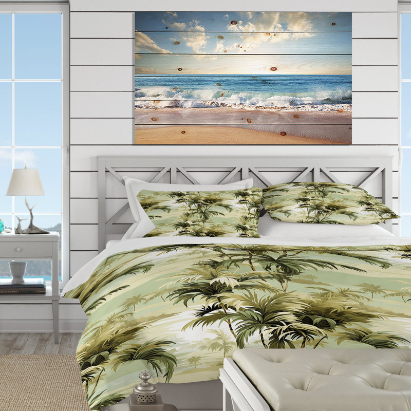 Ensemble de housse de couette Coastal Palm Paradise, Housse de couette pour très grand lit et 2 très