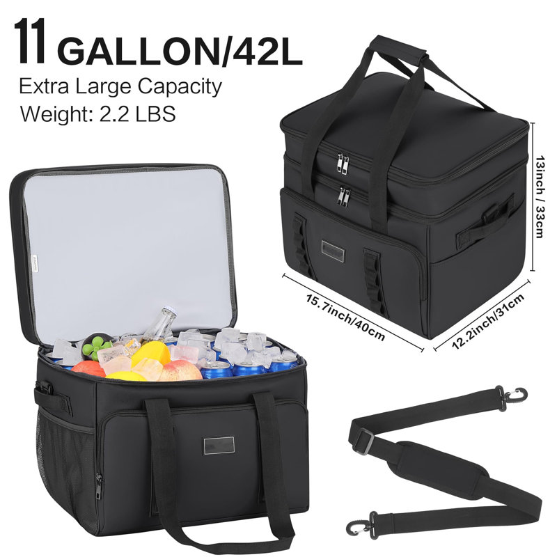 Ebern Designs 42L Picnic Tote Bag Cooler, Black