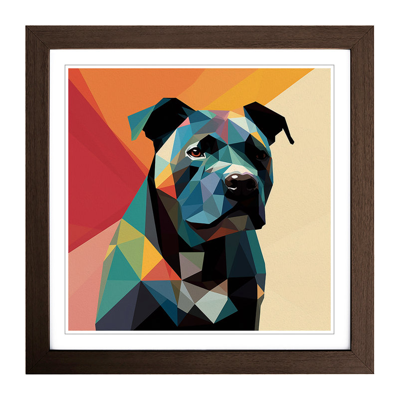 Staffordshire Bull Terrier Suprematism No.5 - Framed Print, Walnut