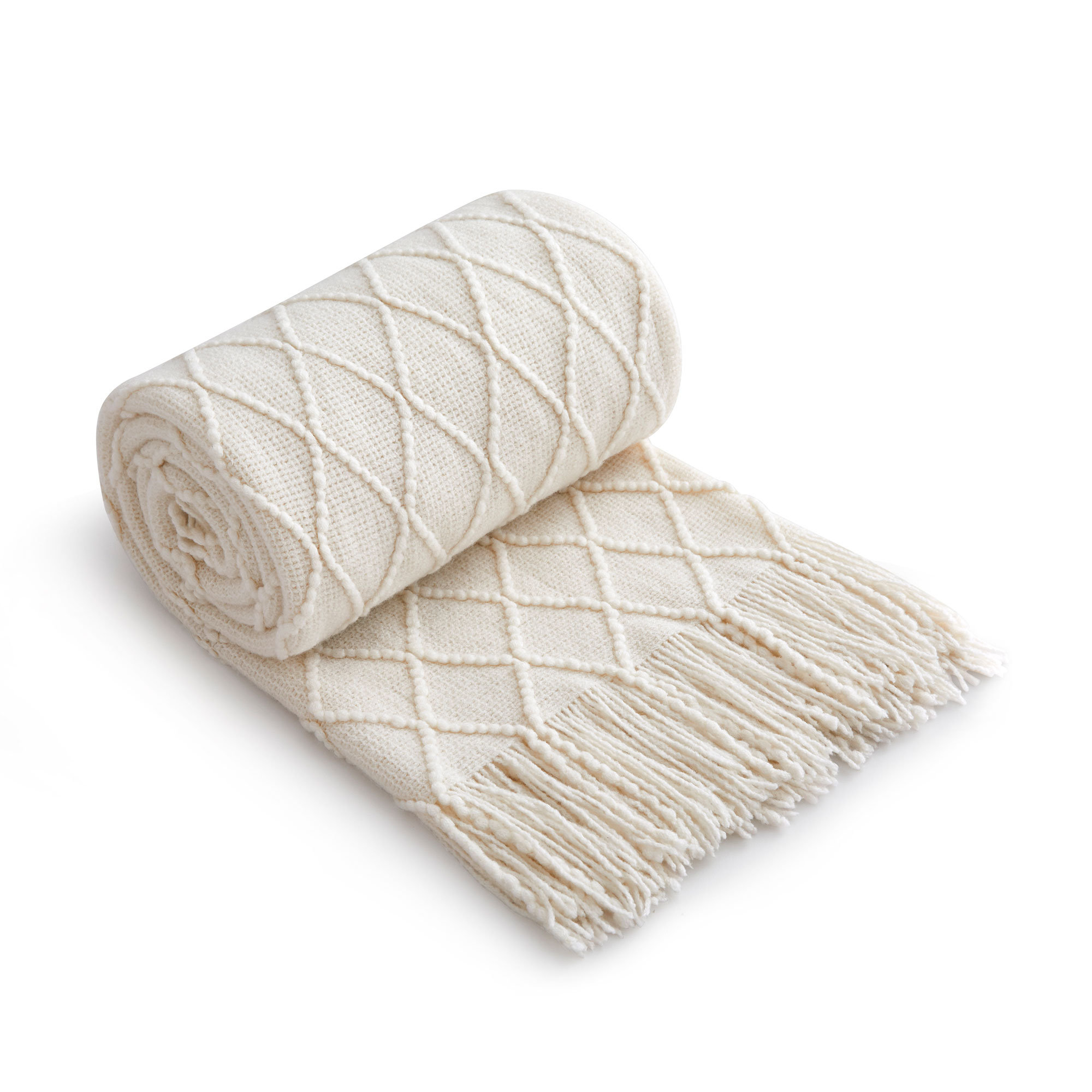 Cream knitted online throw