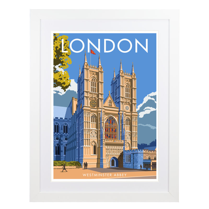 Westminster Abbey London by Stephen Millership - Print, White/White Mount, 40cm H x 30cm W x 1cm D