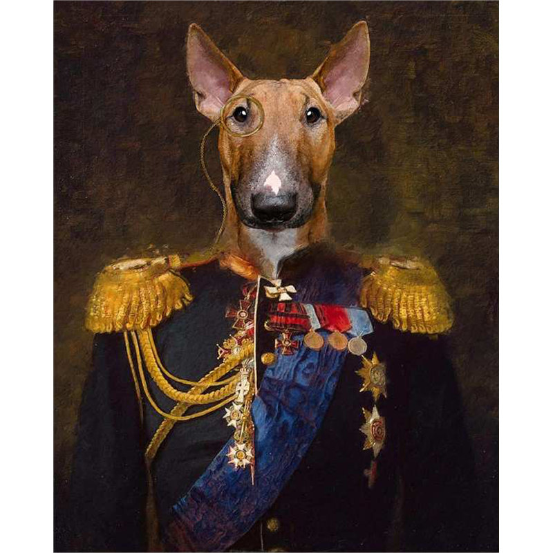 Bull Terrier Dog Period Dress Collection - Art Prints, 60cm H x 40cm W x 0.11cm D, Metal