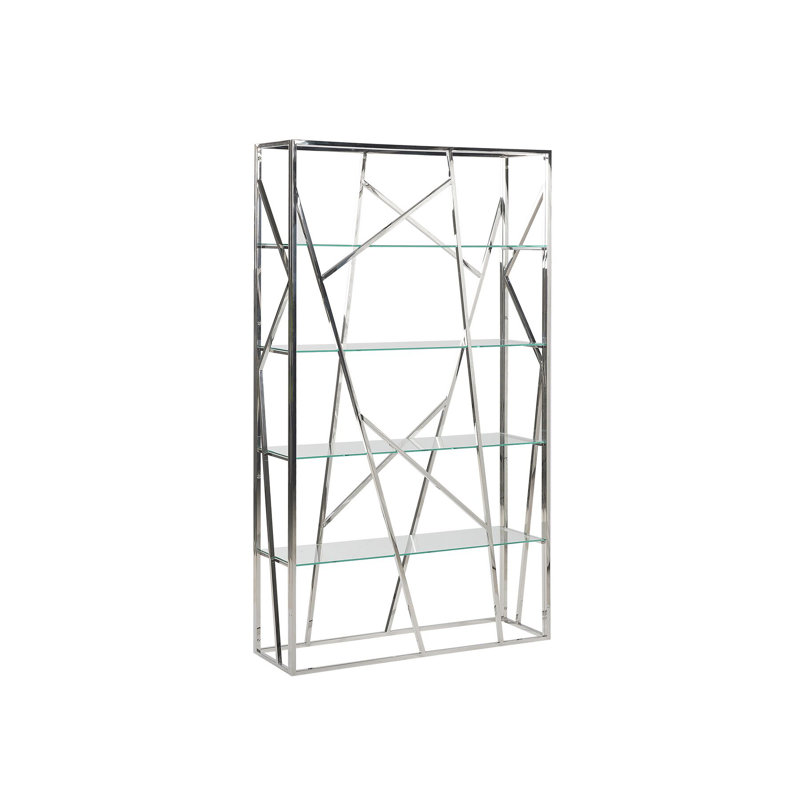 Lydia 175cm H x 100cm W Steel Etagere Bookcase