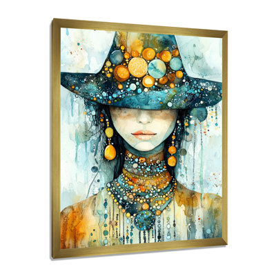 Orange And Green Fashion Woman With Hat - Fashion Woman Print Wall Art