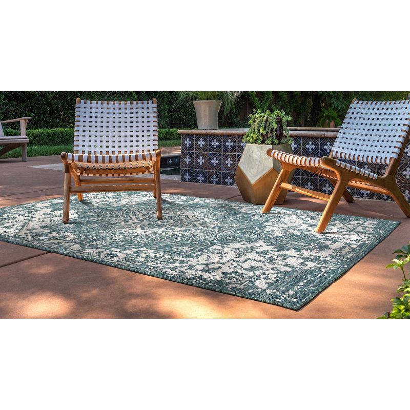 Outdoor Destiny Area Rug Green Bear Color, Rectangle 9' x 12'