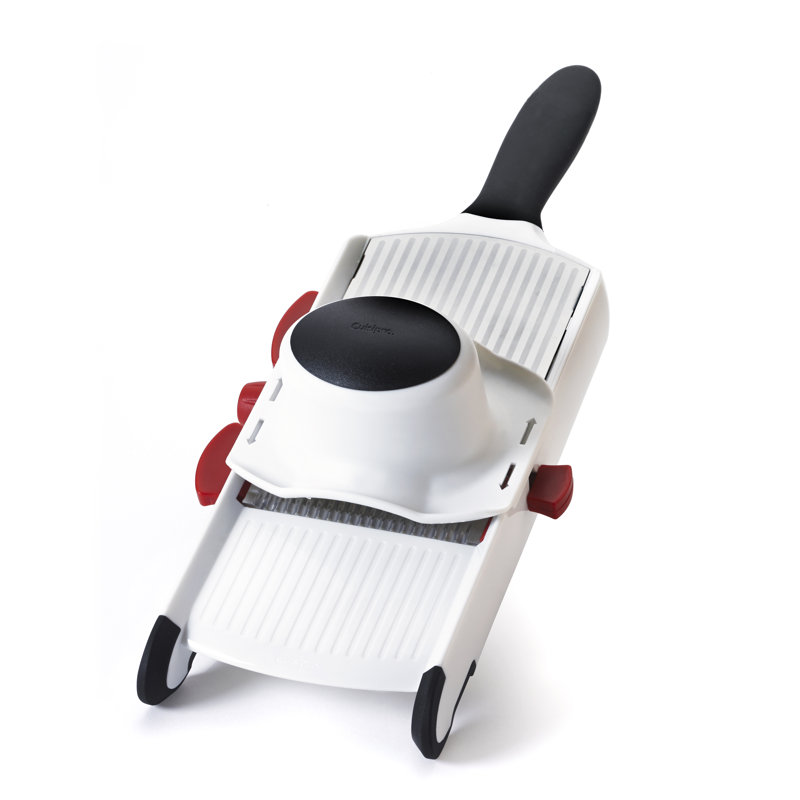 Cuisipro Handheld Mandoline with 3 Blades, 2 Thickness, Stainless Steel, Hand Guard Included, Dishwasher Safe