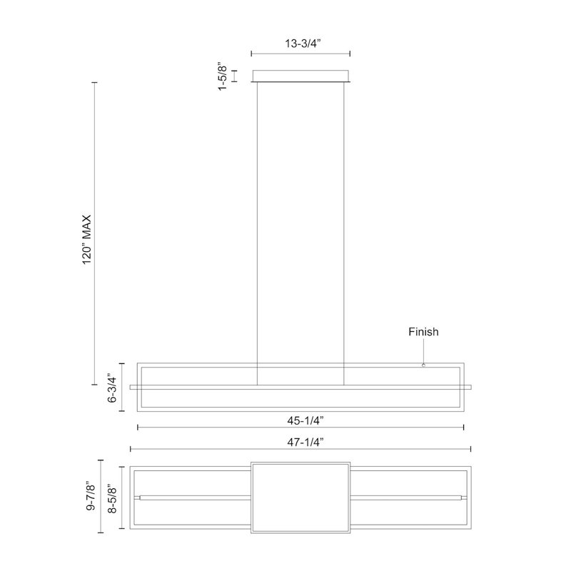 Rubio Black Brushed Nickel 47'' LED Kitchen Island Pendant