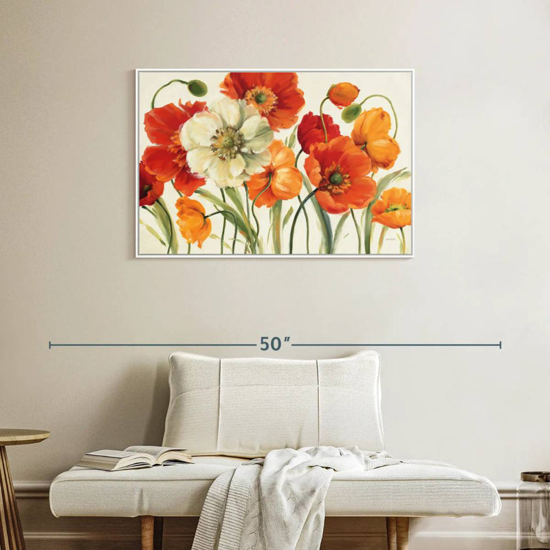 Mélodie des coquelicots, Cadre flottant blanc, 37 po x 25 po