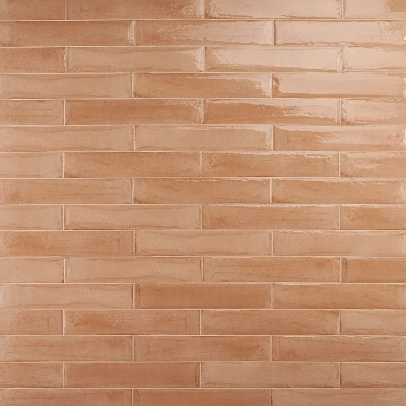 Paint 3x16 Glossy Porcelain Tile, Terracotta Brown