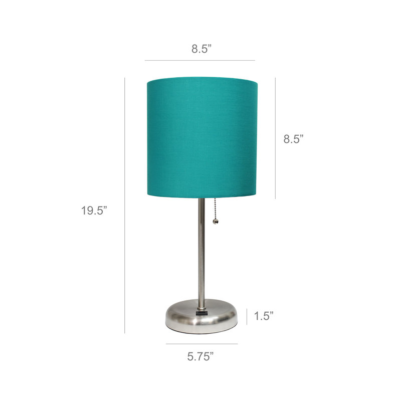Delp Metal USB Table Lamp, Teal, No, Silver