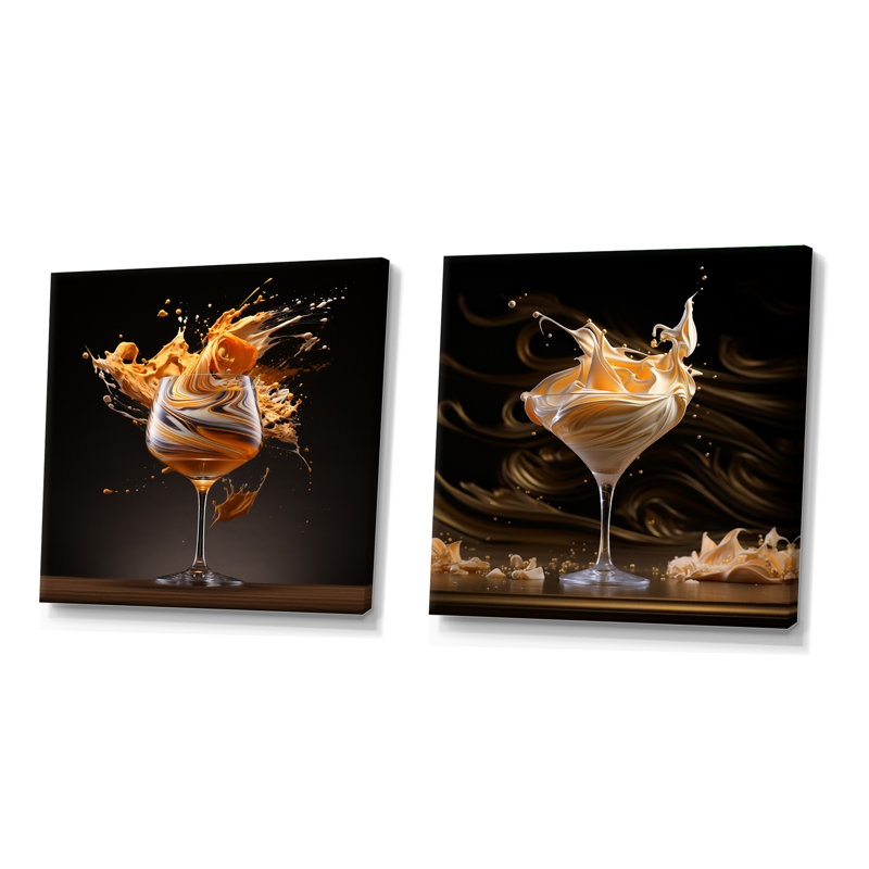 Bourbon Ballet Cocktail - Ensemble de 2 cocktails carrés, Toile tendue, H 16 po x l 33 po
