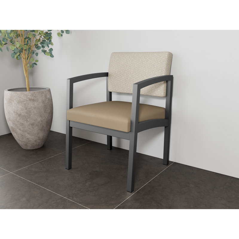 Chaise en acier Lenox, Gris anthracite, Noir Patriot Plus - Vinyle lavable au chiffon
