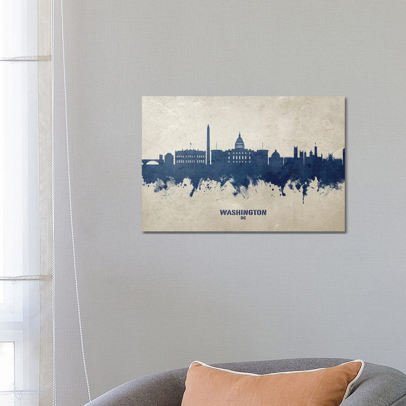 Washington Dc Skyline Concrete by Michael Tompsett - Wrapped Canvas Gallery-Wrapped Canvas Giclée