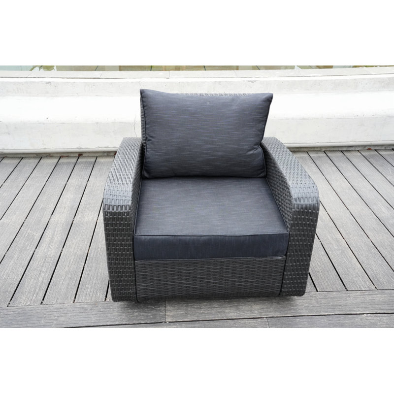 Wicker Premium All-Weather Wicker Outdoor Dining Armchair with Cushion