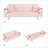 74" Mid-Century Modern Channel Tufted Sofa With Built-In Cup Holders,Pink-482028622