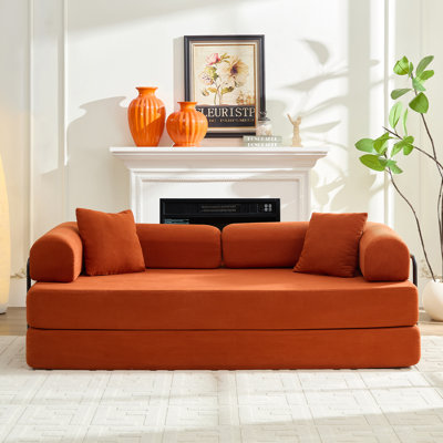  79"Modular 3-in-1 Corduroy Sleeper Sofa with Memory Foam , Convertible Fold Out Sofa Bed