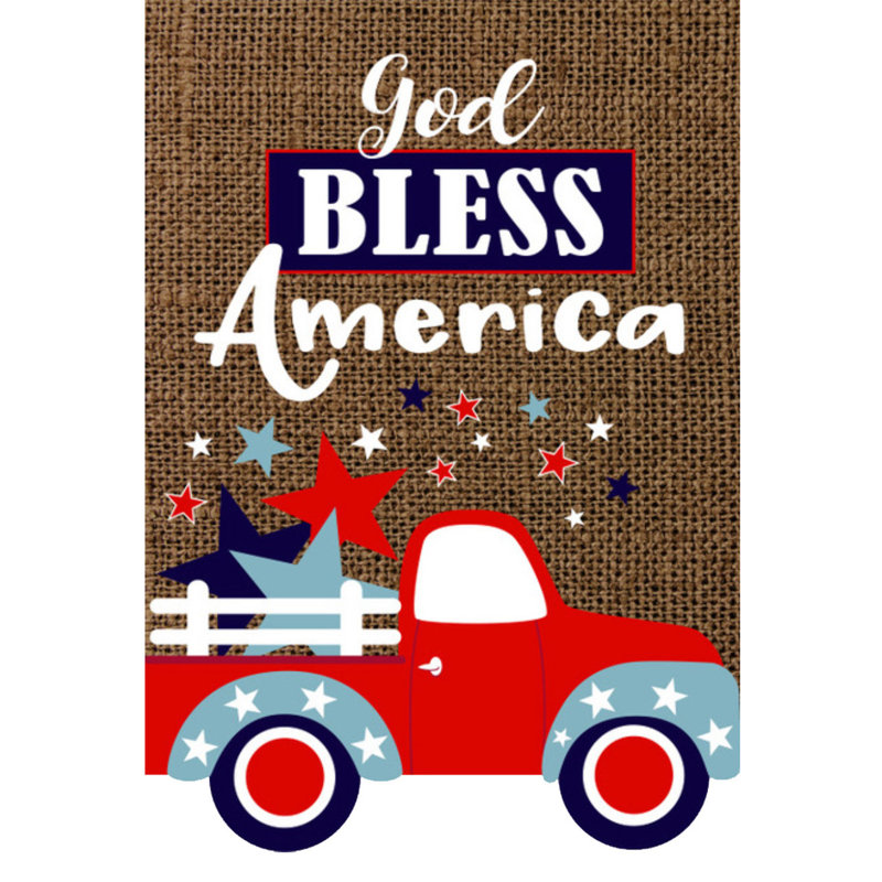 Drapeau de jardin God Bless America, Brun / rouge / bleu