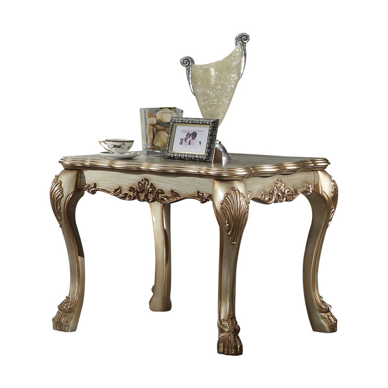 Roslin End Table, Gold Patina & Bone