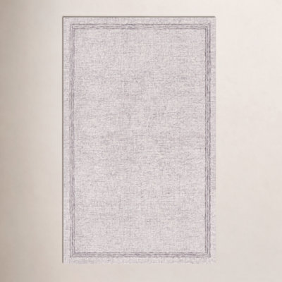 Gray Beige Hand-Tufted Wool Rug