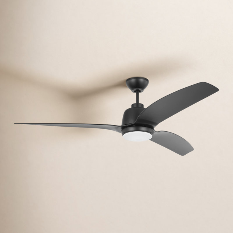 Carly LED Downrod Ceiling Fan, Matte Black, Matte Black, 15.40" H x 60" W x 60" D