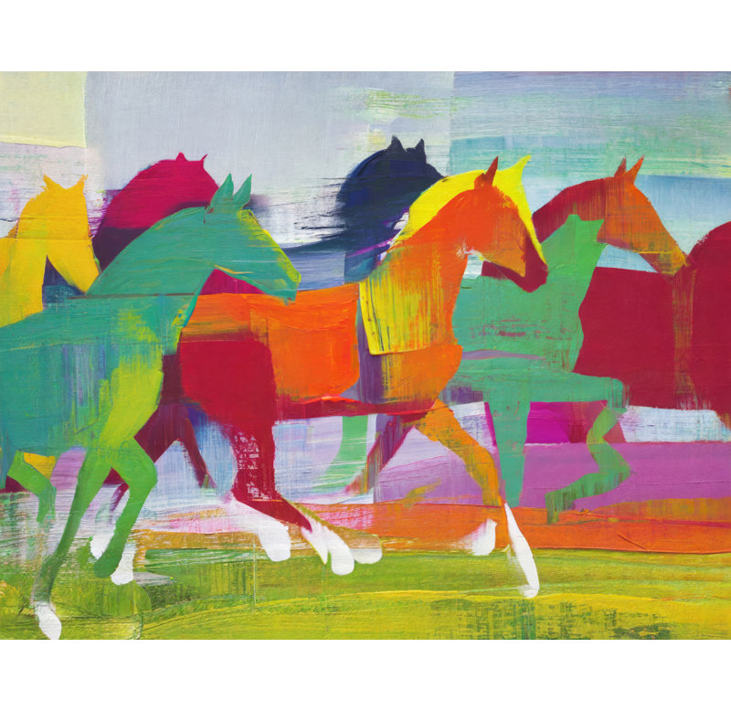 «Horses Two On Canvas» par Stephen Chambers, reproduction, H 20 po x l 24 po x P 1,5 po