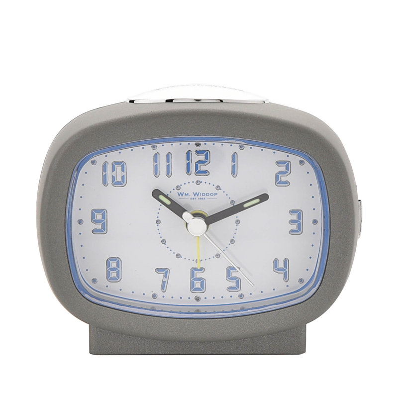 Quartz movement / Crystal Alarm Tabletop Clock in Silver