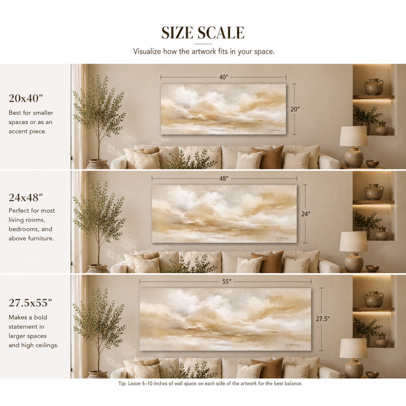 Art mural sur toile Cloudscape, H 20 po x l 40 po x P 1,5 po