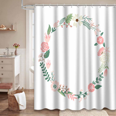 Rideau de douche imperméable à motif de fleurs et d'anniversaire avec 12 crochets