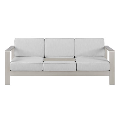 Karah 3-Seater Aluminum Outdoor Sofa with Cushions and Removable Tray by Linon