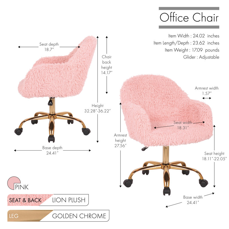 Chaise de travail Kristian, Rose