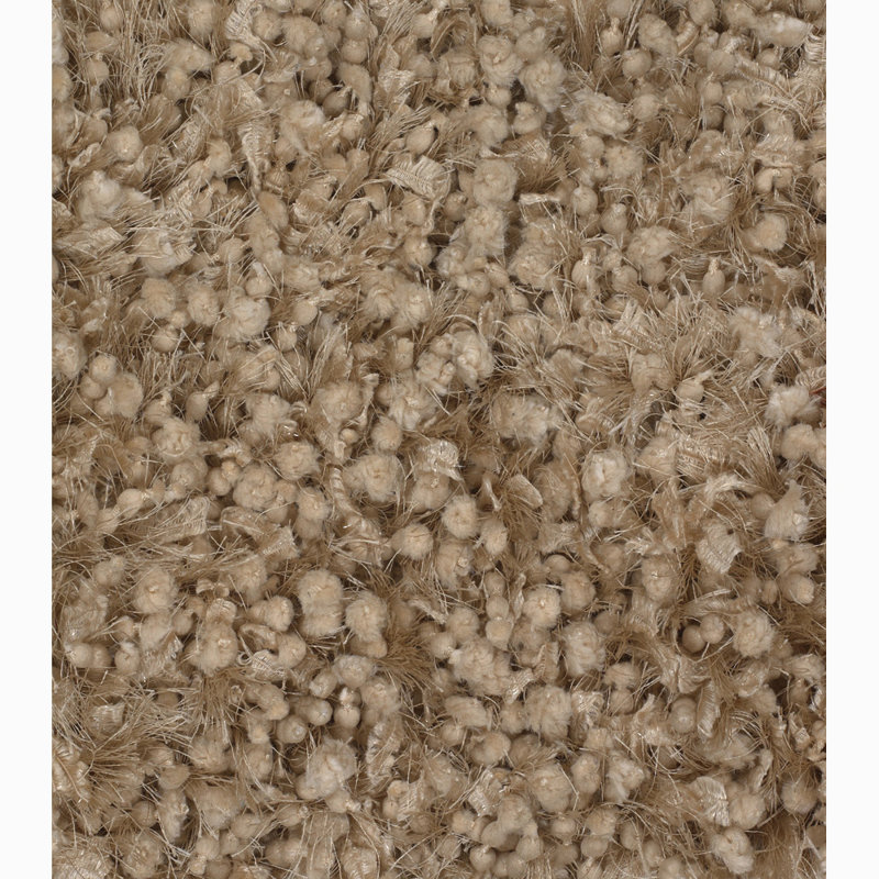 Benson Authentic Hand-Woven Handmade High Pile Shag Polyester & Viscose Area Rug, Tan, 2' x 3'