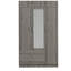3-door mirror wardrobe, with 2 drawers and top cabinet, grey