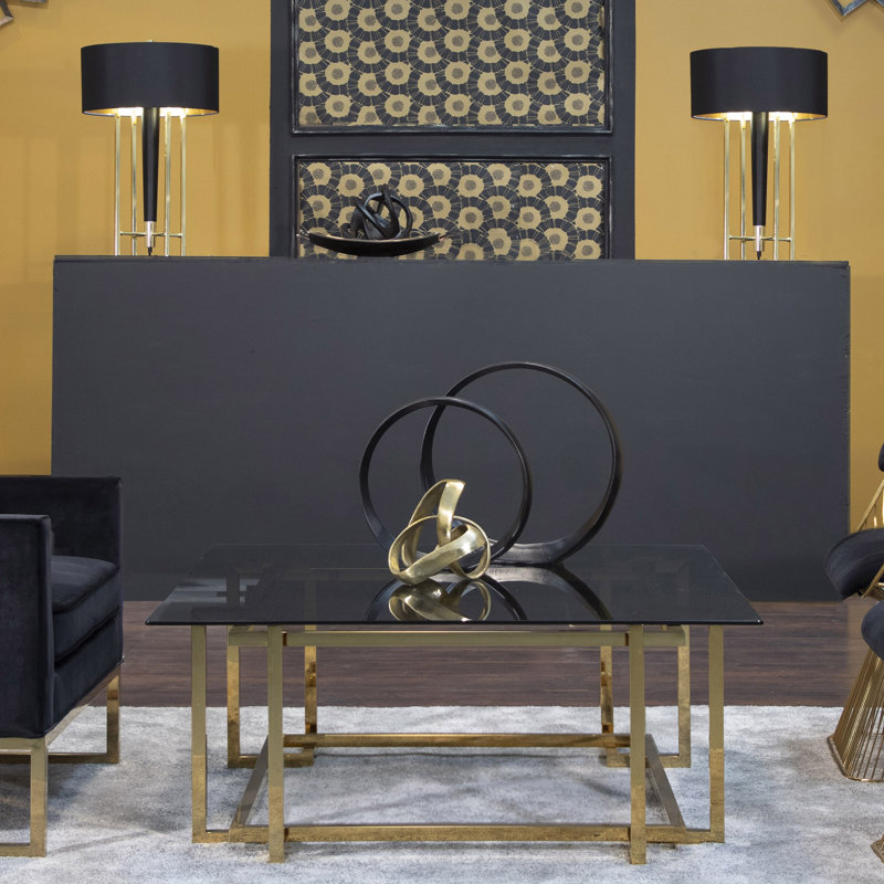 Modern Aluminum Abstract Interwoven Decorative Sculpture, Gold