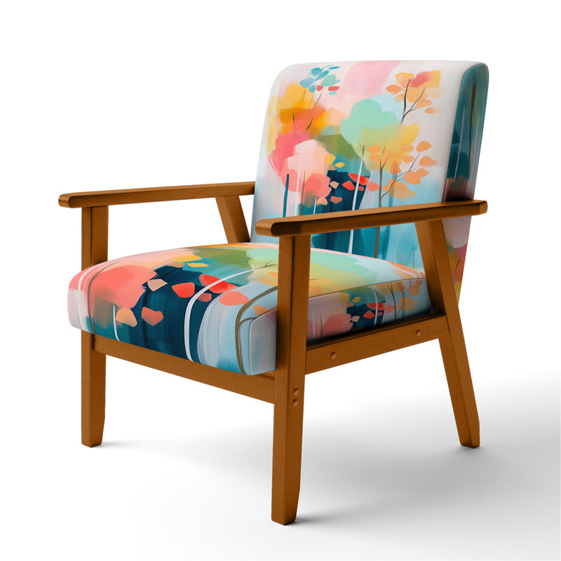 Upholstered Accent Chair, Brown Square Arms