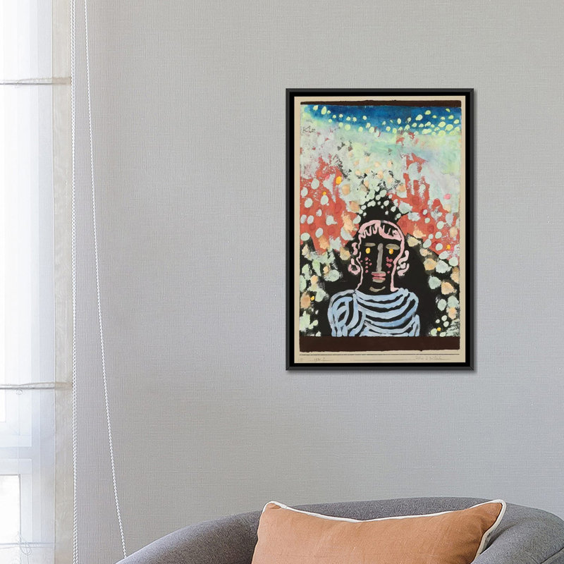 Reproduction d'art sur toile, "Ressemblance in the Bower" par Paul Klee, H 48 po x l 32 po x P 1,5 po, Toile avec cadre noir