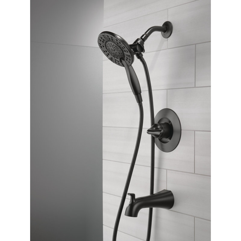 Ensemble de robinet de baignoire noir mat Arvo 14 Series avec pomme de douche double 2 en 1 In2ition avec douchette combinée, ensemble de garniture de valve, noir mat (valve incluse)