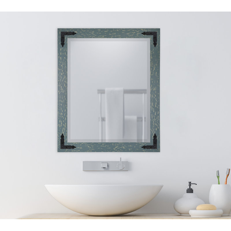 Tuohy Solid Wood Flat Wall Mirror, Seagreen, 35"  x 29" 