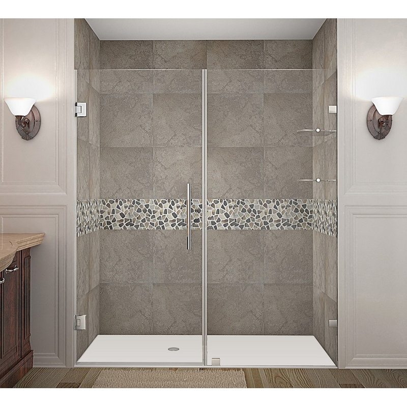 Porte de douche à charnière sans cadre de H 72 po nautis GS, Chrome