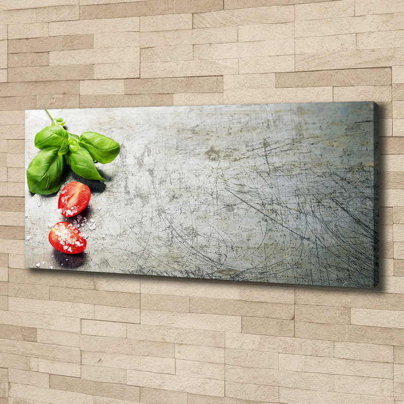 Tomatoes And Basil - Wrapped Canvas Print