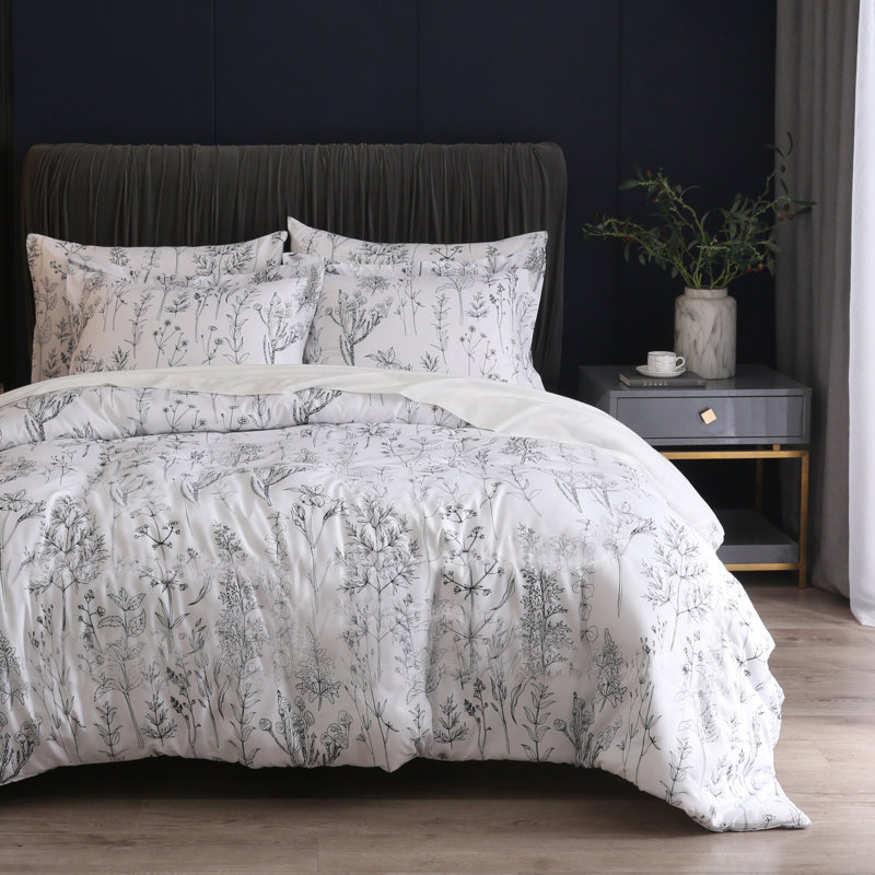 Ensemble de feuilles Farmhouse, Housse de couette grand + 2 taies d'oreiller, Blanc