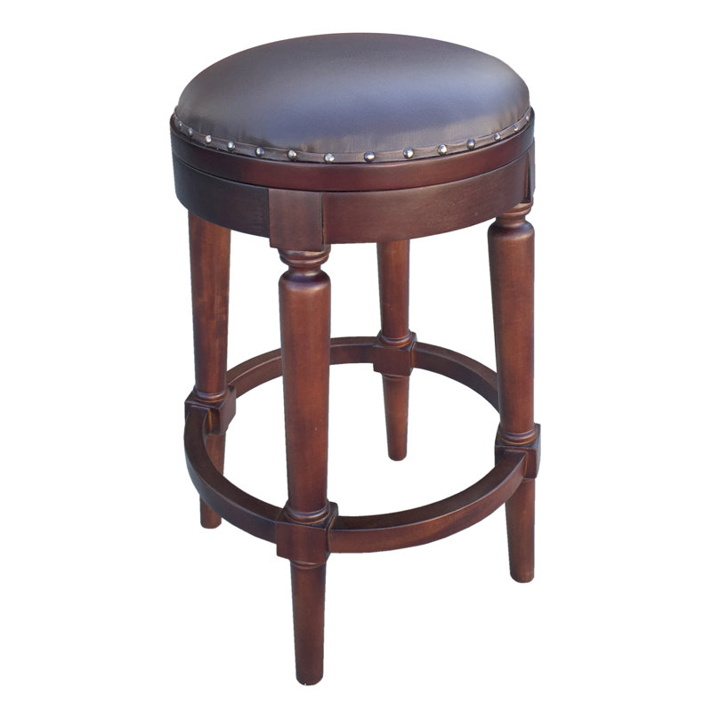 Upholstered Counter Stool with Solid Wood Frame