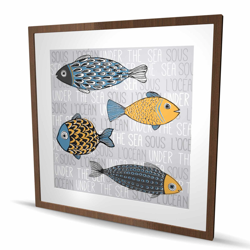 Illustration de poisson nautique - reproduction encadrée mate pour la décoration, H 36 po x l 36 po