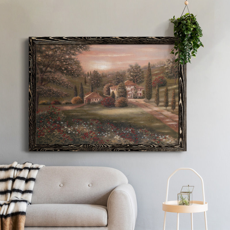 Evening / Tuscany II - Cadre photo, impression sur toile, H 31 po x l 44 po x P 0,75 po, Noir