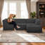 Canapé modulaire modulaire en chenille de 106 po avec méridienne-778757933