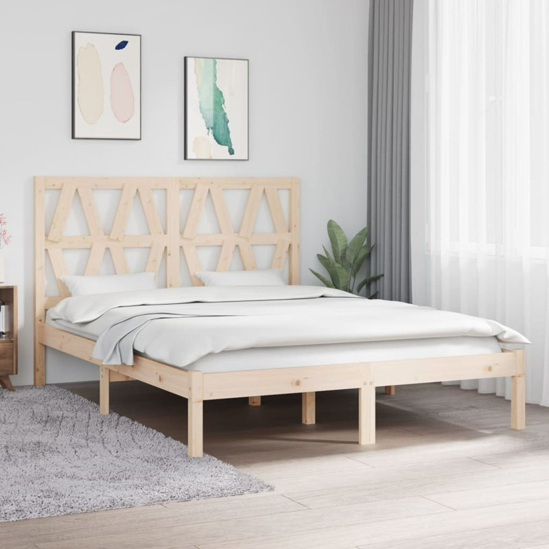 Bed Frame Solid Wood, Double (4'6), natural