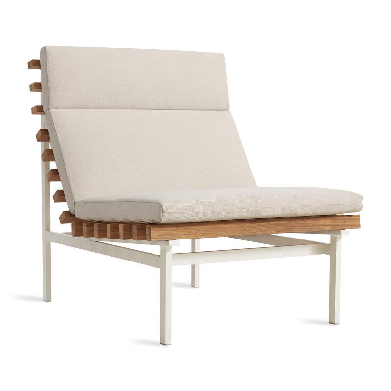 Perch Outdoor Teak Chaise Lounge, Sunbrella Linen, Charcoal