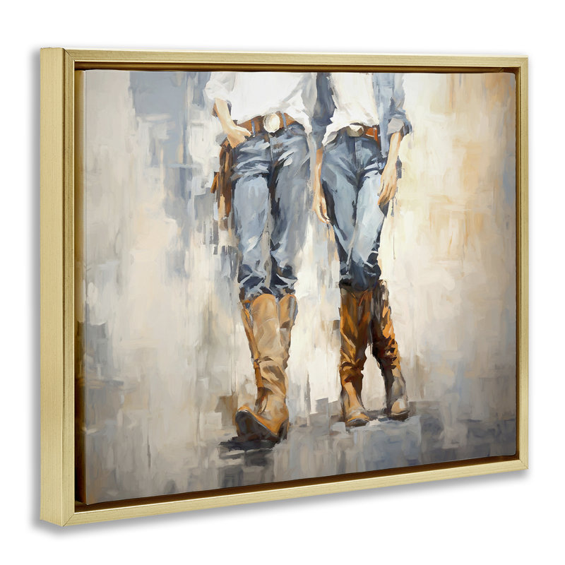 «Country Cowgirl Attitude», art mural encadré par Ramona Murdock, H 25 po x l 31 po, Cadre flottant métallique doré