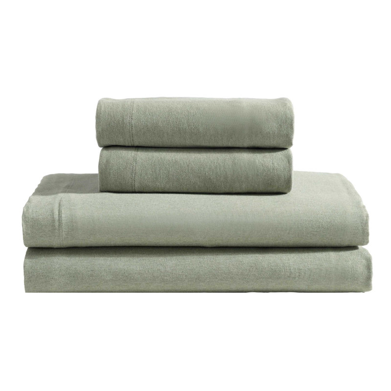 Calvin Klein Modern Cotton Melange 4 Piece Sheet Set, Green, Queen Sheet Set + 2 Standard Pillowcases