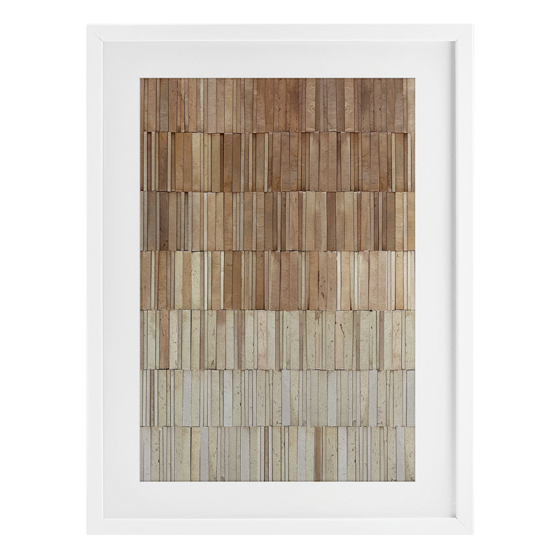 Reproduction murale sous verre en terre cuite carrelée, design par Flora Kouta, H 20 po x l 14 po, Cadre blanc côtier